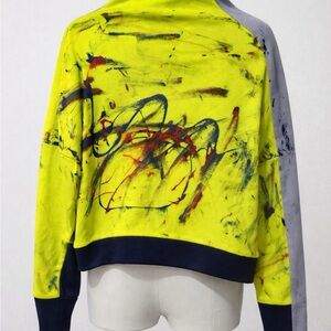 Men's Neon Yellow Paint-Splash Crewneck Sweatshirt